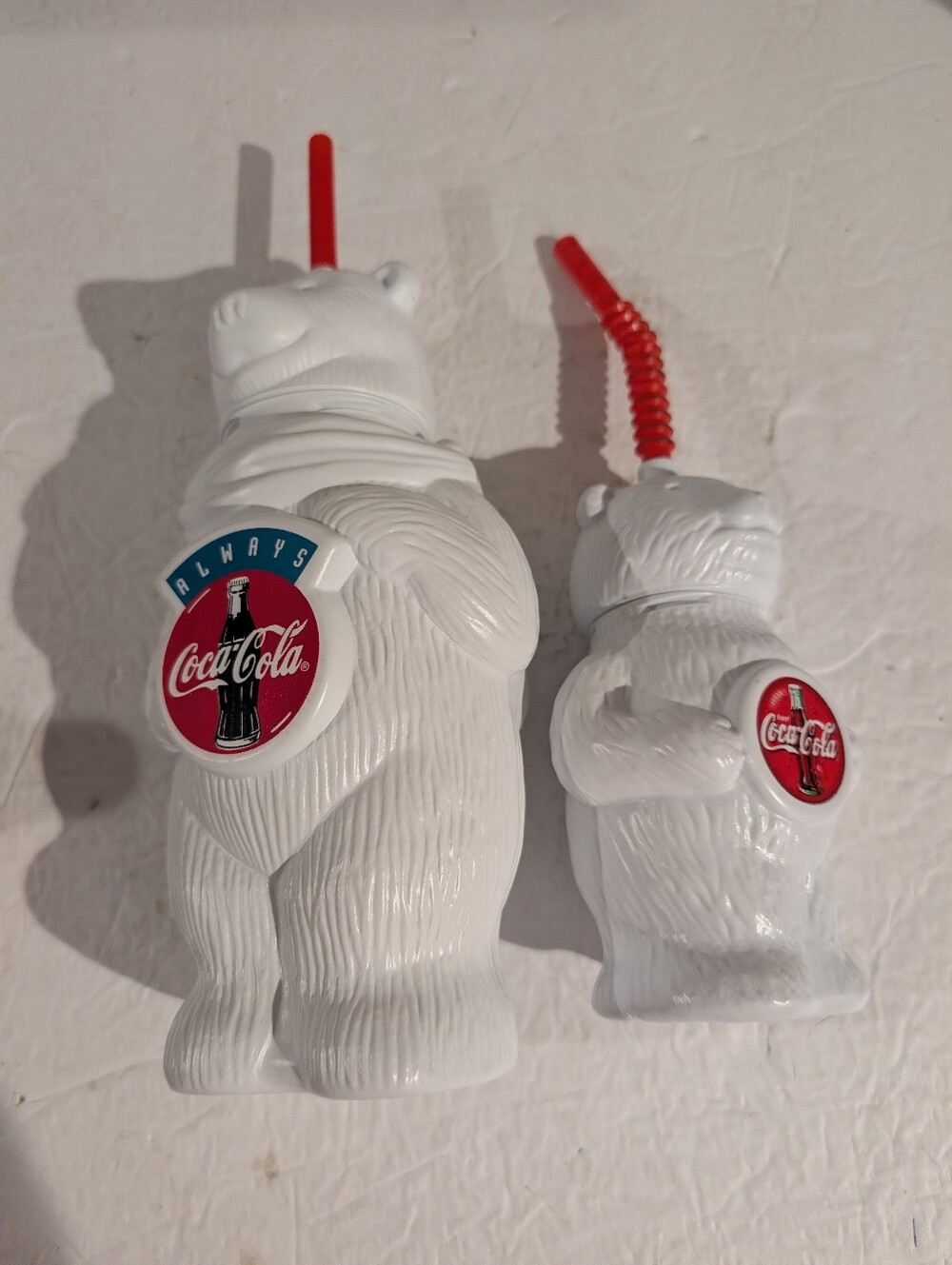 Coca Cola White Polar Bear Plastic Water Bottles With Straw